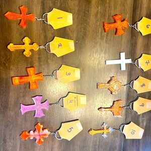 Handmade resin cross keychain
